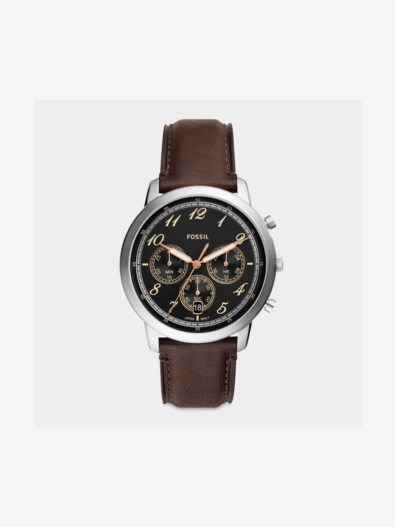 Fossil Neutra Brown Dial Stainless Steel Brown Leather Chronograph Watch