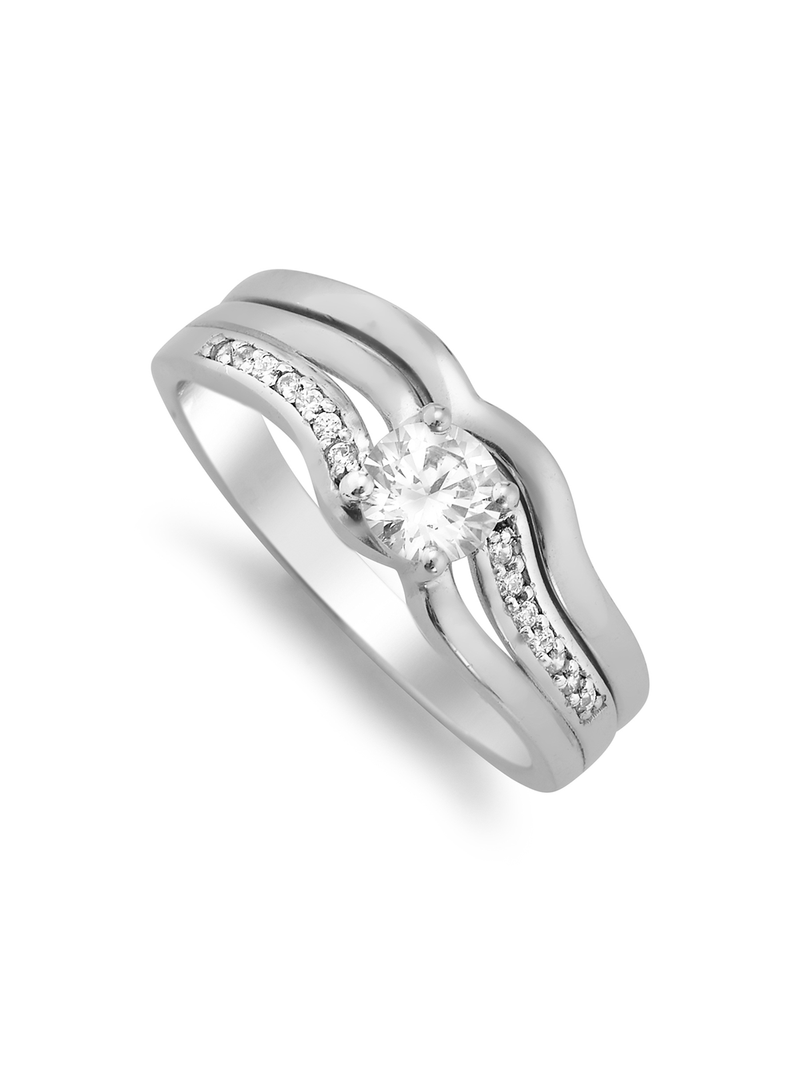 Sterling Silver Cubic Zirconia Wiggly Twinset Ring