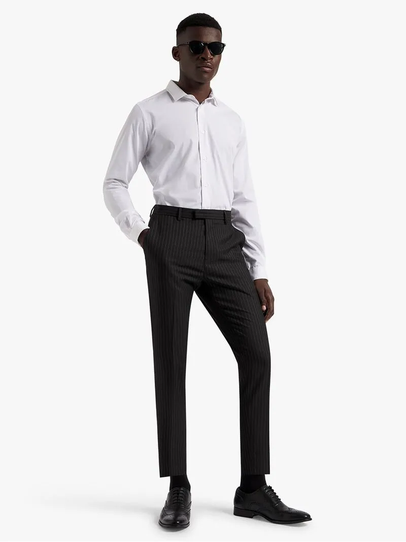 Men's Markham Smart Slim Tapered Striped Black Trousers