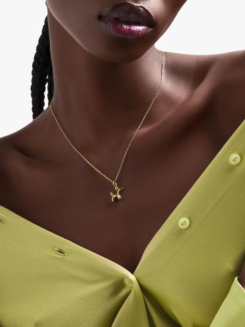 Gold Tone Stainless Steel Balloon Dog Pendant on Chain