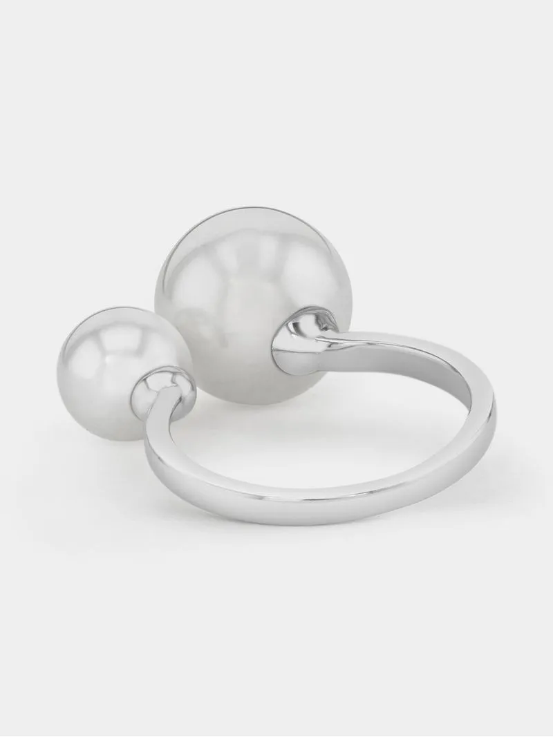 Sterling Silver Shell Pearl Women’s Duo Wrap Ring
