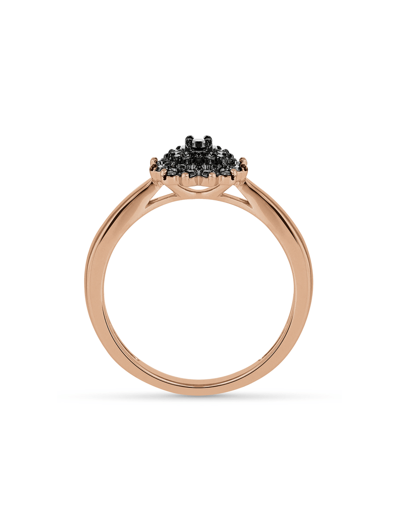 Rose Gold 0.21ct Black Diamond Flower Cluster Ring