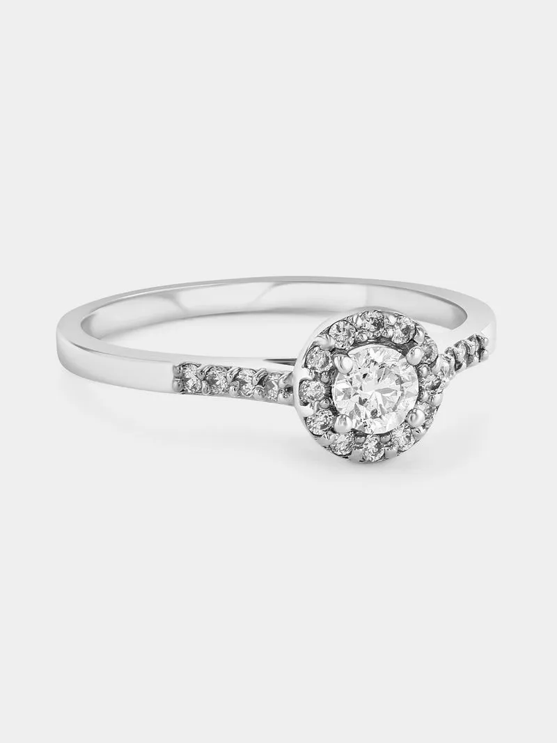 White Gold 0.43ct Diamond Round Halo Ring
