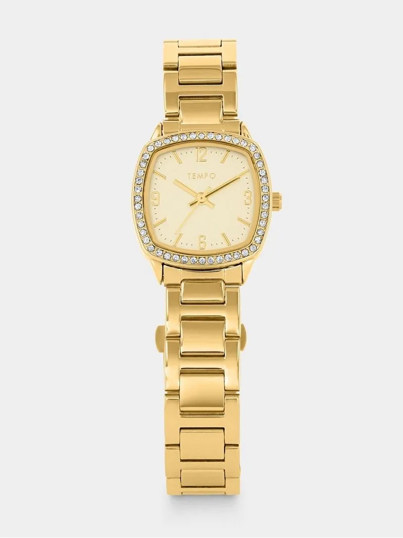 Tempo Women’s Gold Plated Champagne Dial Bracelet Watch