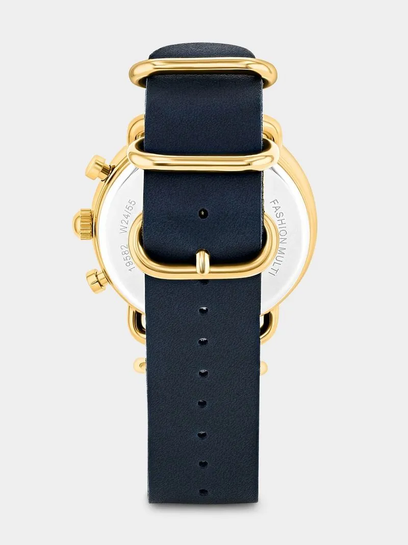 Tempo Premium Gold Plated Blue Dial Blue Leather Watch