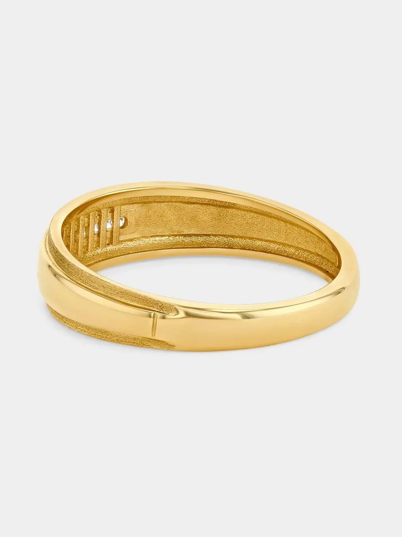 Yellow Gold Lab Grown Diamond Diagonal Trio Ring