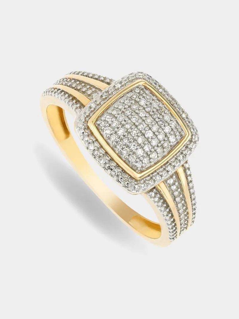 9ct Gold 0.15ct Diamond High Tea Cushion Ring