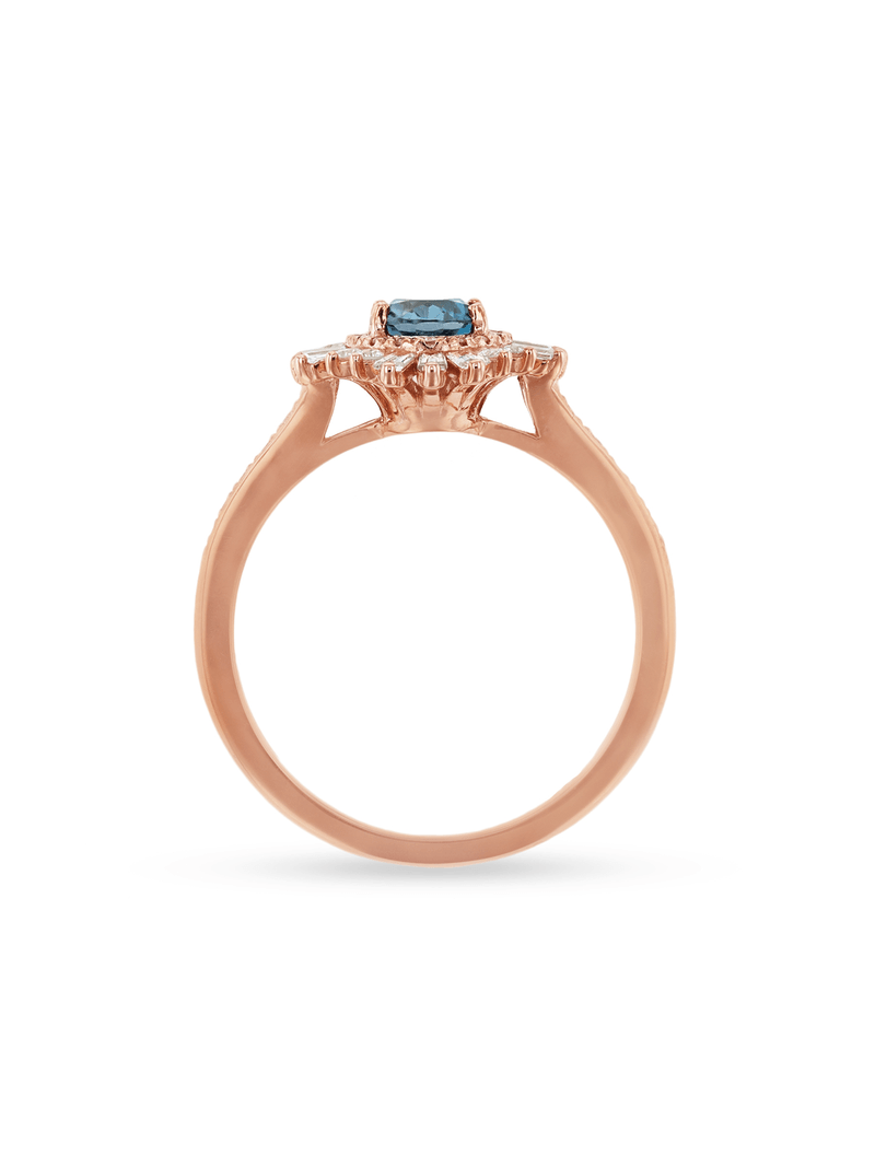 9ct Rose Gold Ballerina Ring with Topaz and Diamonds