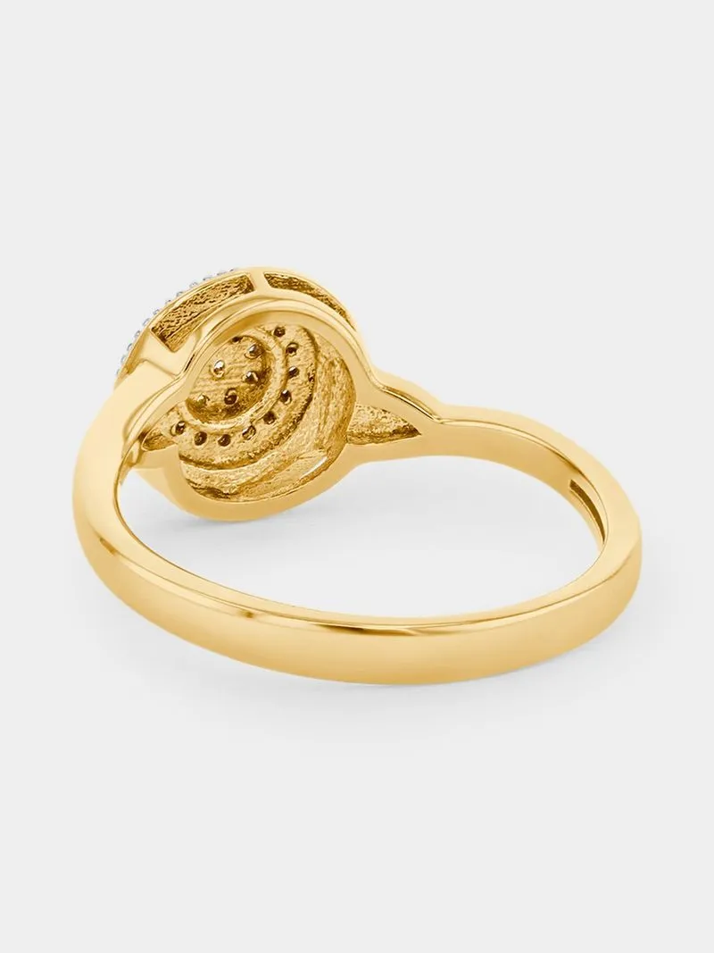 Yellow Gold Diamond Multi-Stone Round Halo Ring