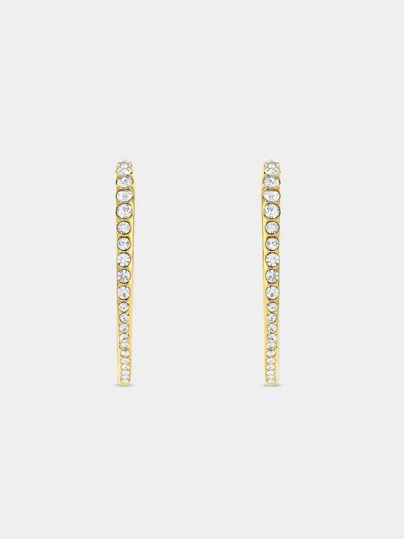 Tempo Jewellery Gold Plated Stainless Steel Cubic Zirconia Graduated Open Hoop Earrings