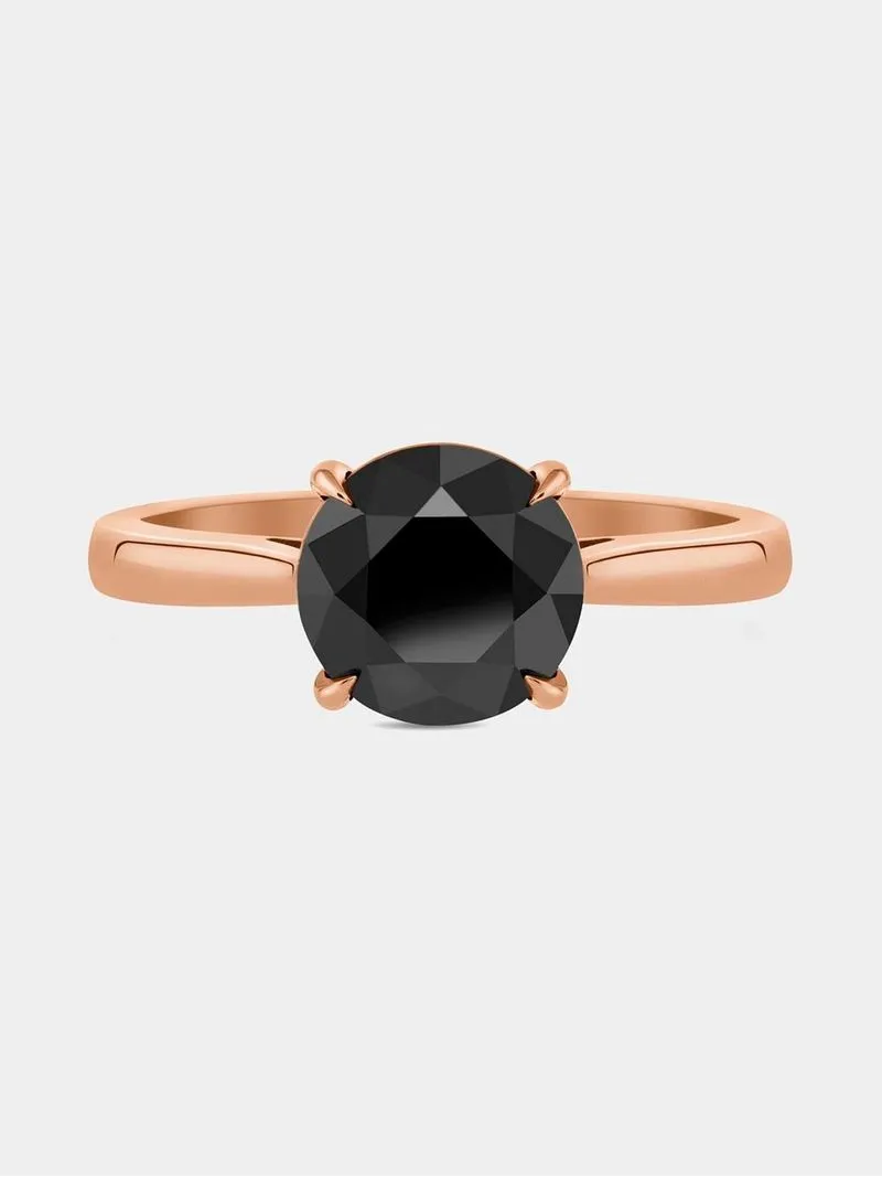 Rose Gold 1ct Black Diamond Solitaire Ring