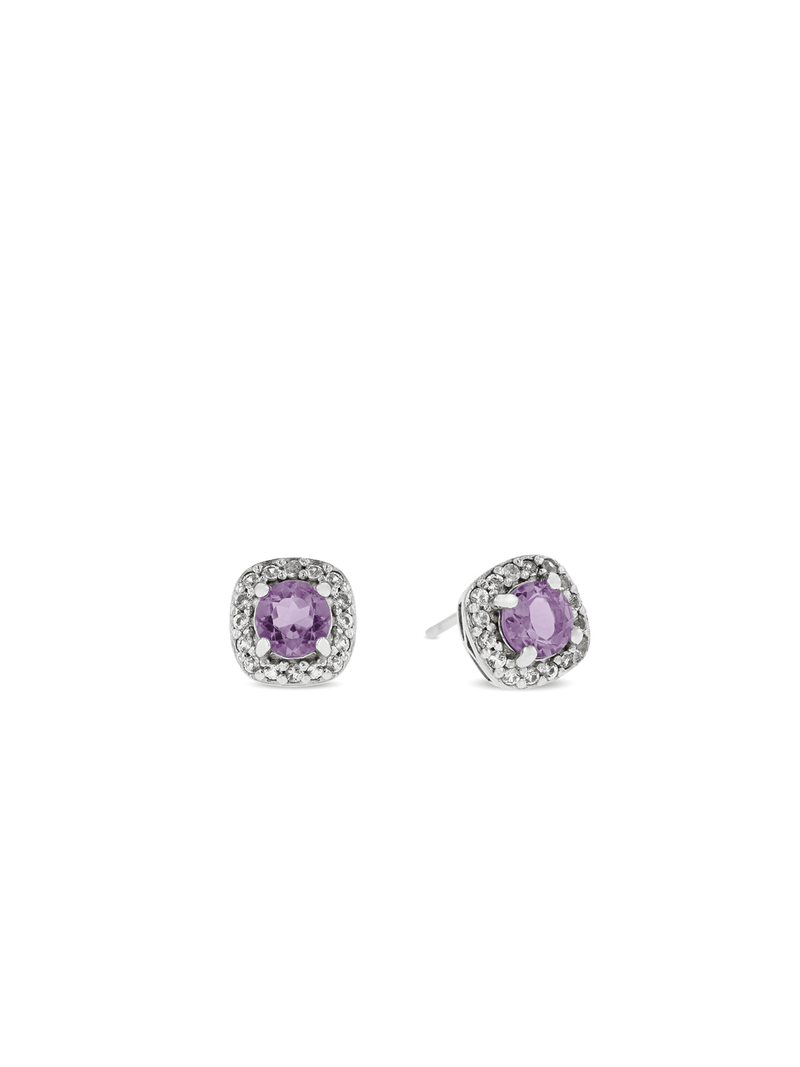 Sterling Silver Cubic Zirconia Women's February Birthstone Stud Earrings