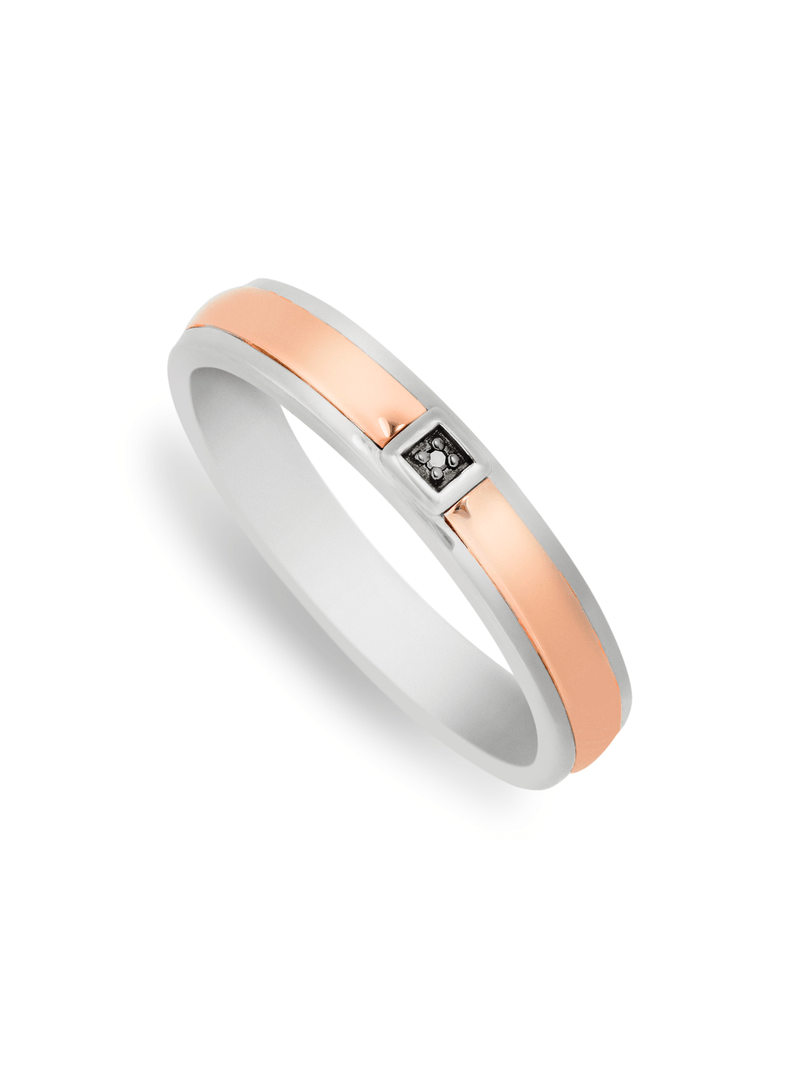 Men's 9ct Silver & Black Diamond Wedding Ring