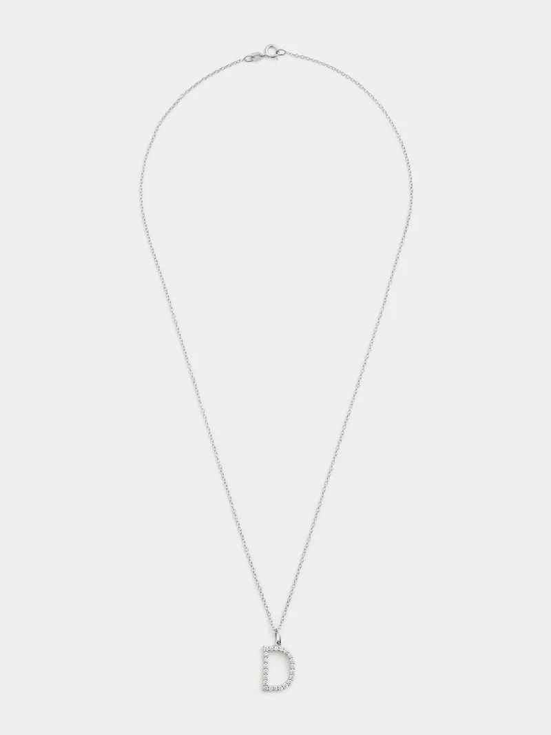 Cheté Sterling Silver Cubic Zirconia “D” Initial Pendant