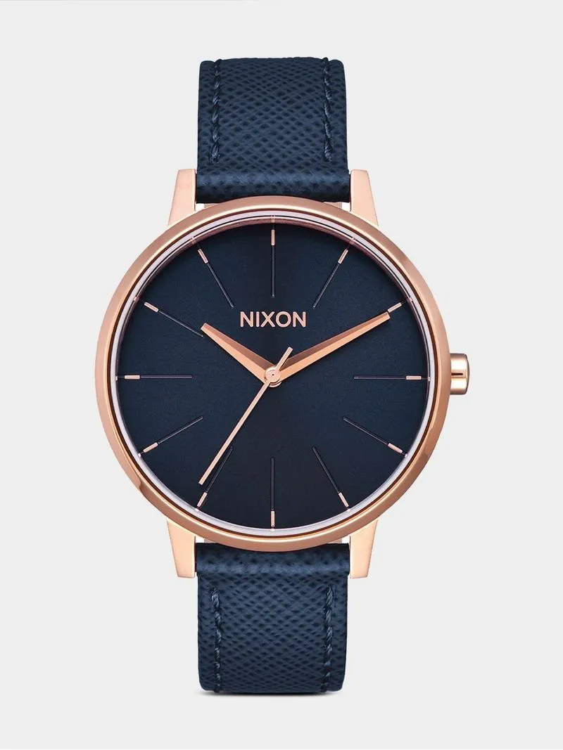 Nixon Women's Kensington Leather Navy & Rose Gold Plated Stainless Steel Watch