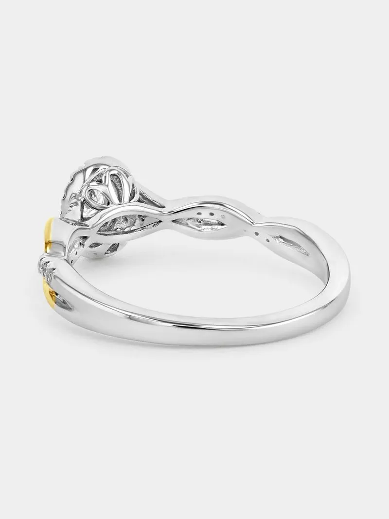 Yellow Gold & Sterling Silver Lab Grown Diamond Oval Twist Ring