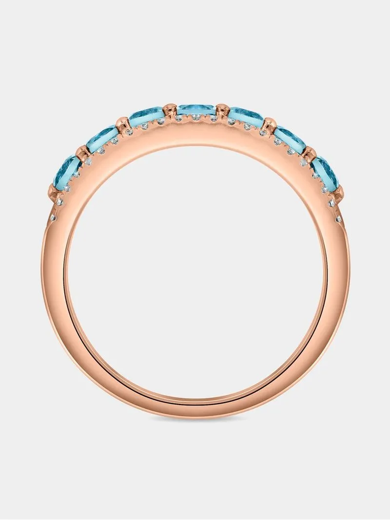 Rose Gold Diamond & Sky Blue Topaz Women’s Radiance Ring
