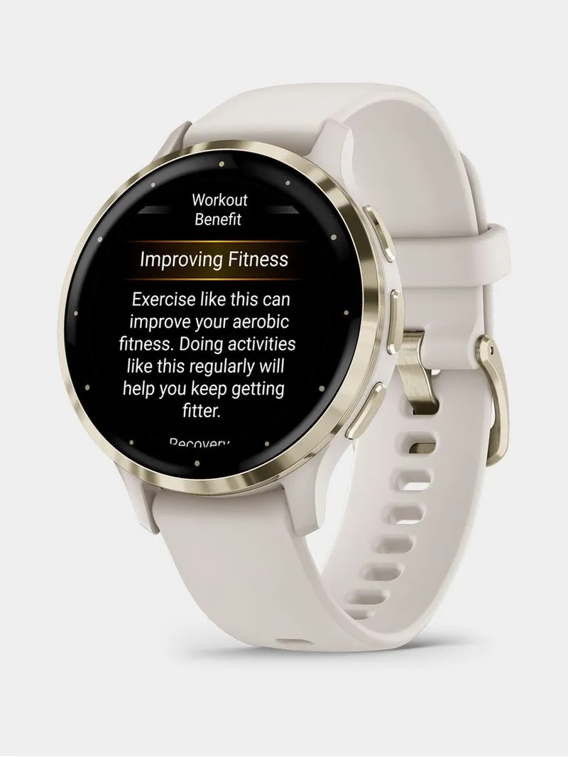 Garmin Venu 3S Soft gold stainless steel bezel with ivory case & silicone band