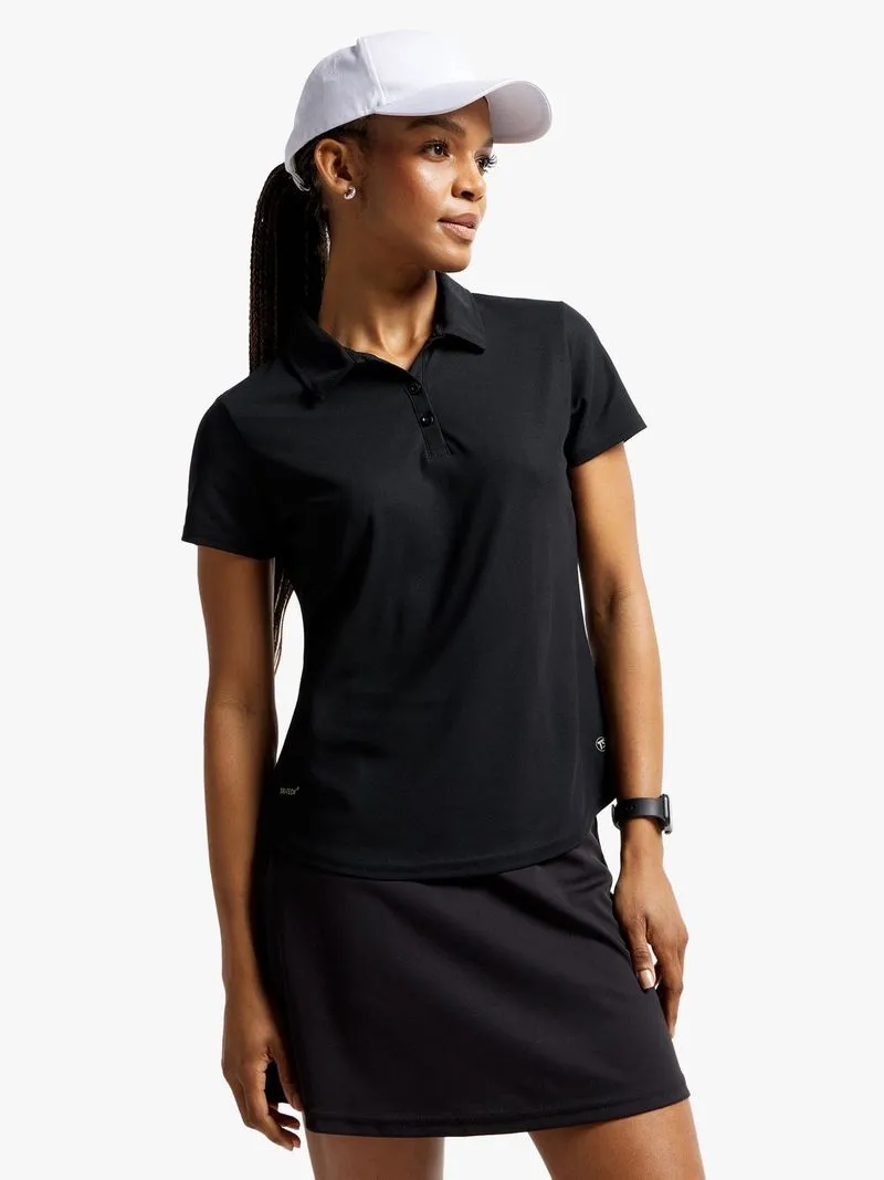 TS Ladies Golfer Tee Black Polyester Performance Top