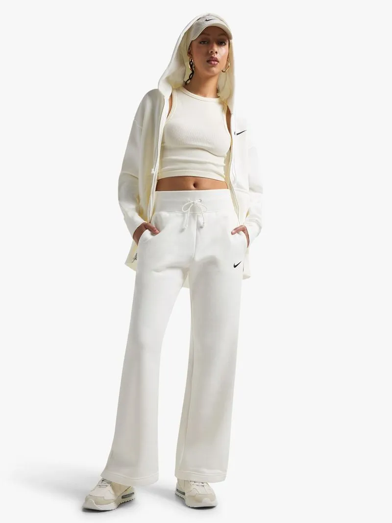 Niike Women's NSW Phoenix Fleece High-Waisted Wide-Leg Sail Tracksuit Pants