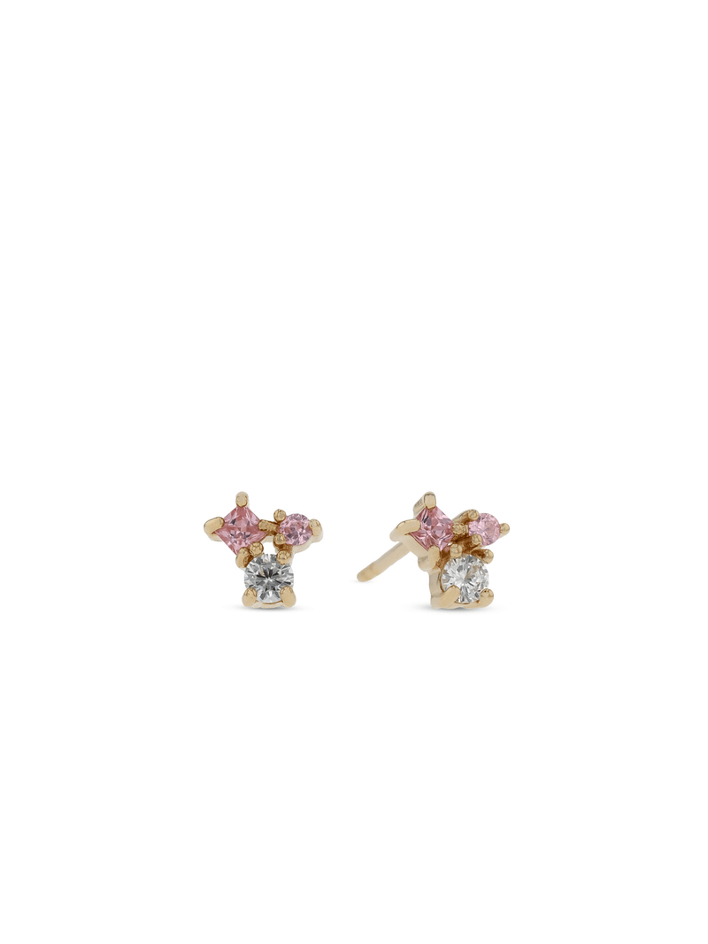 Gold-Toned Sterling Silver & Cubic Zirconia Cluster Stud Earrings