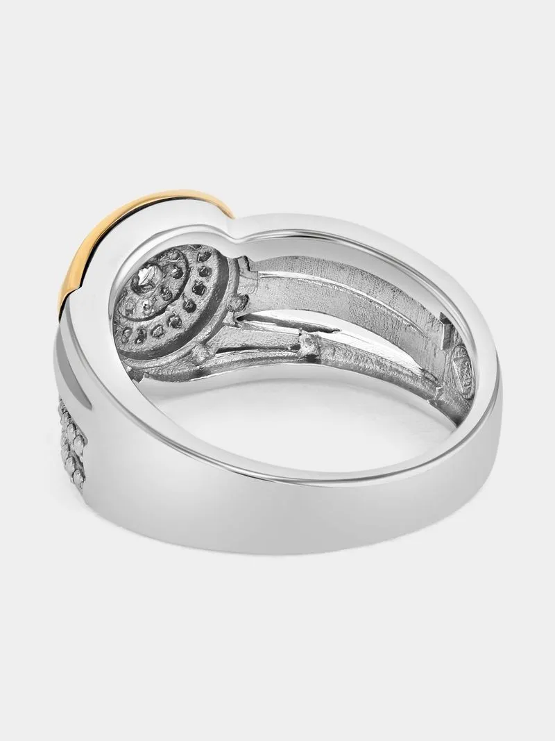 Yellow Gold & Sterling Silver Diamond Round Cluster Wrap Ring