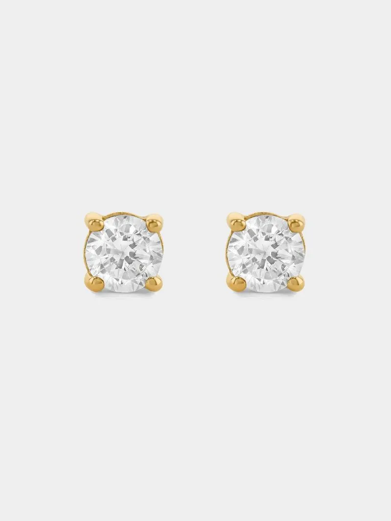 Yellow Gold 0.5ct Moissanite Round Stud Earrings