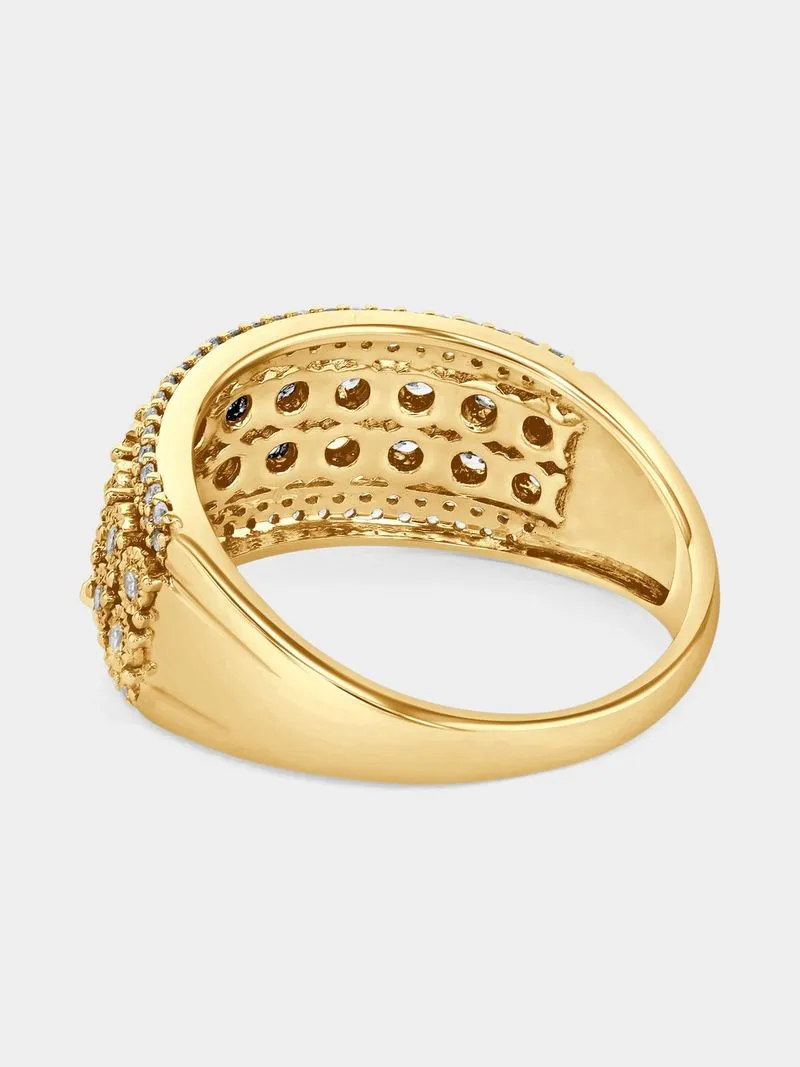 Yellow Gold 0.50ct Diamond Double Row Illusion Ring