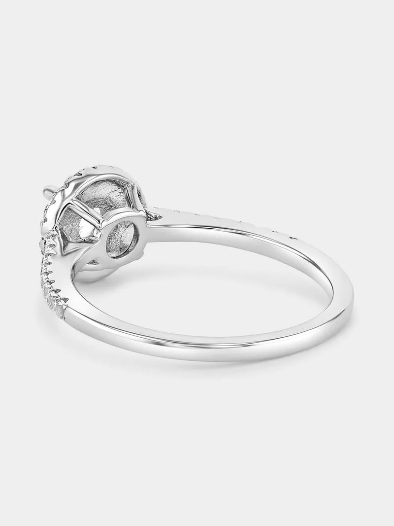 Classic Silver Women's Diamond & Sapphire Halo Ring