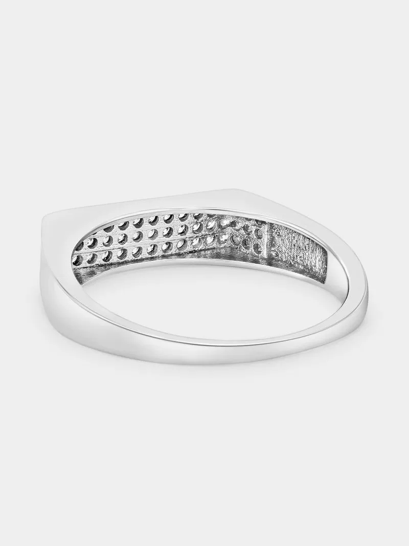 Sterling Silver Cubic Zirconia Pavé Flat Top Ring