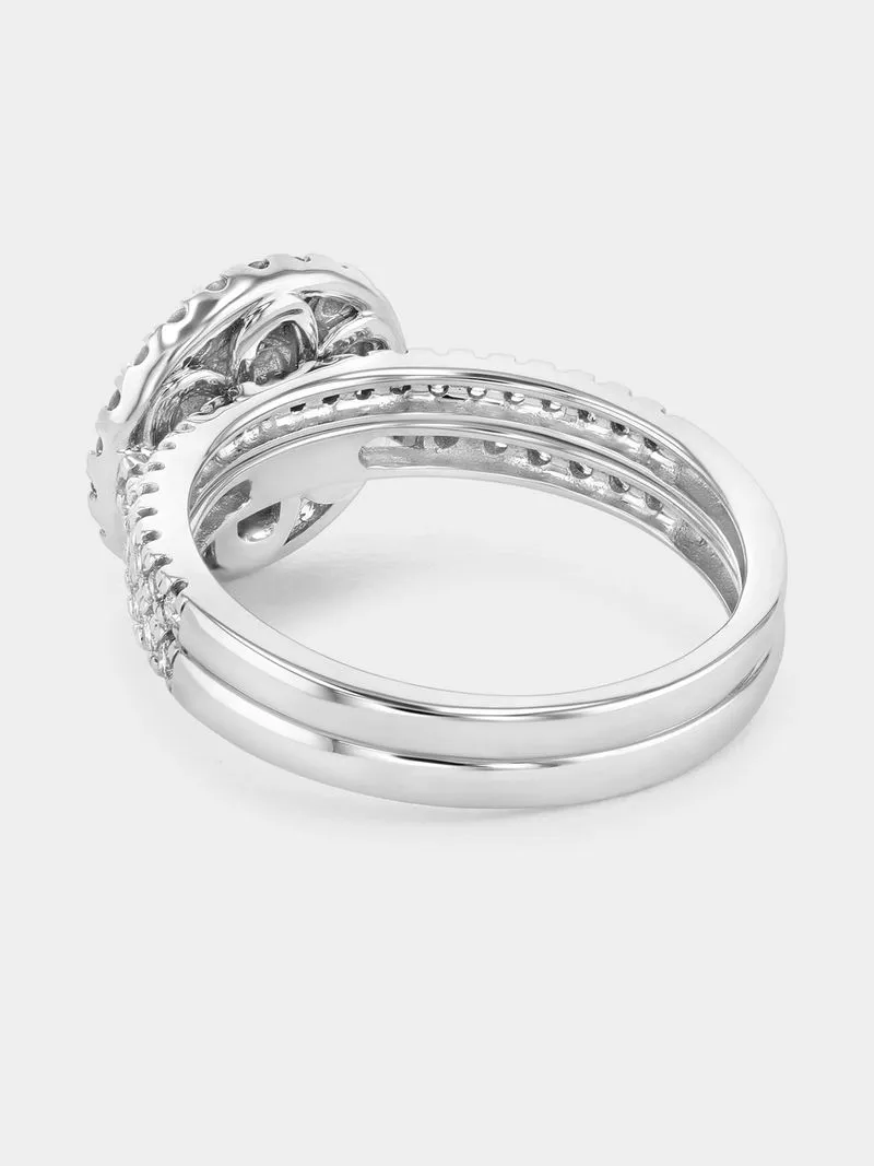 White Gold 0.7ct Lab Grown Diamond Round Halo Twinset Ring