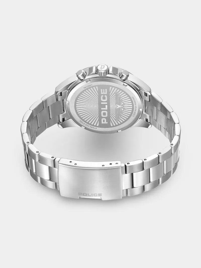 Police Malawi Stainless Steel Green & Grey Dial Chronographic Bracelet Watch