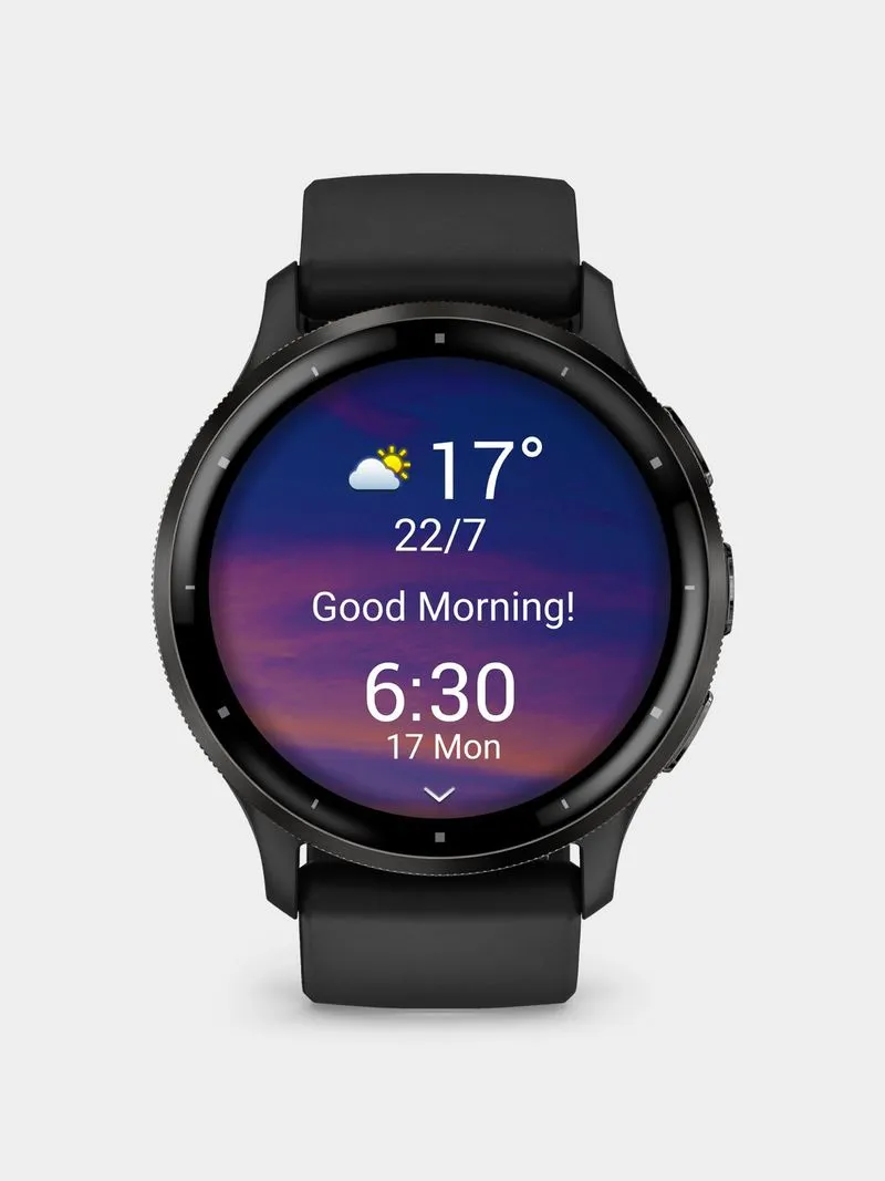 Garmin Venu 3 Slate Stainless Steel Bezel with Black Case and Silicone Band