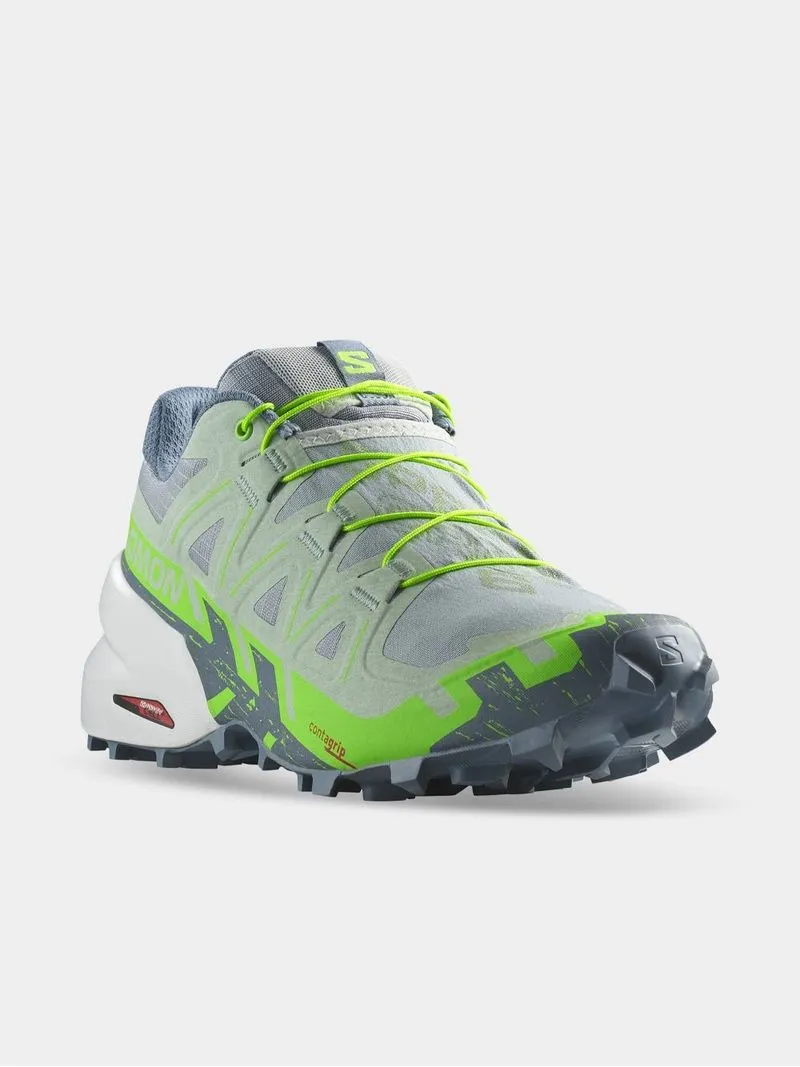 Womens Salomon Speedcross 6 Quarry/Green Trail Running Shoes
