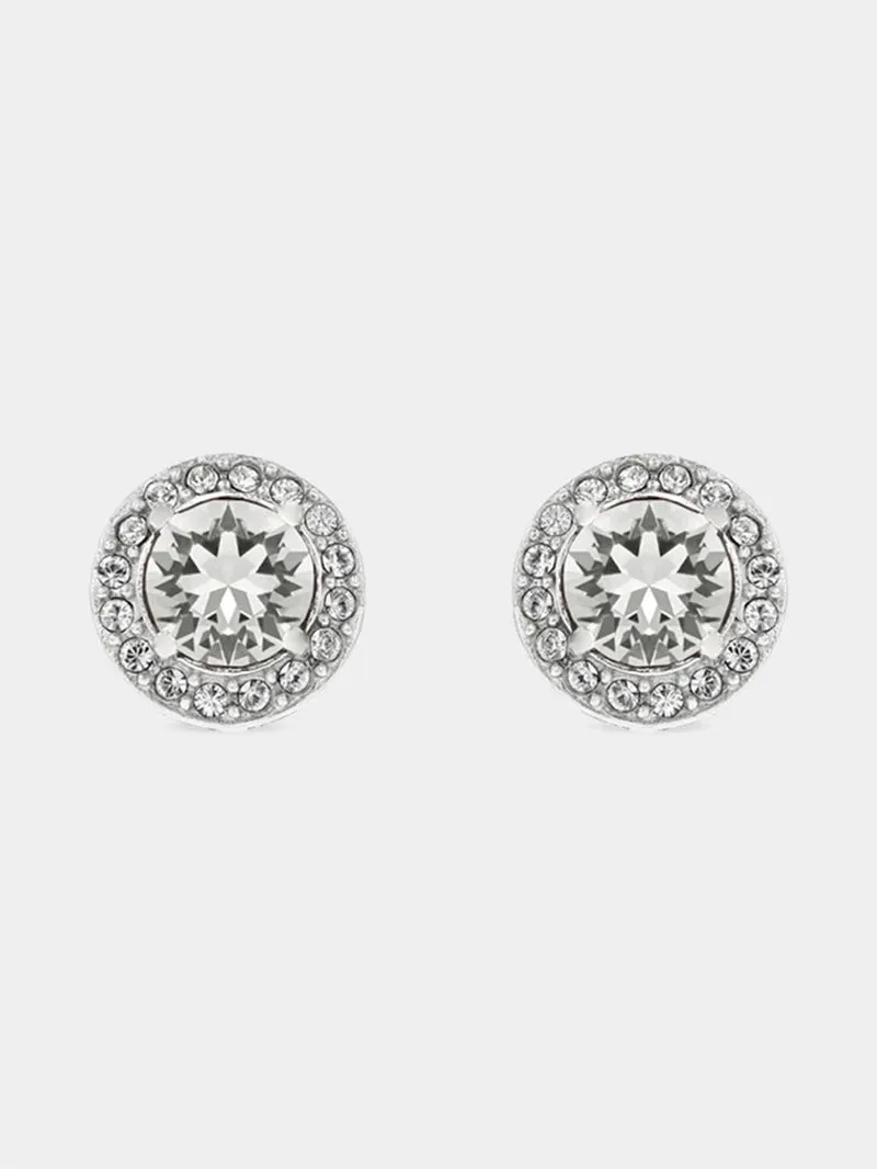 Sterling Silver Crystal Women's April Birthstone Stud Earrings