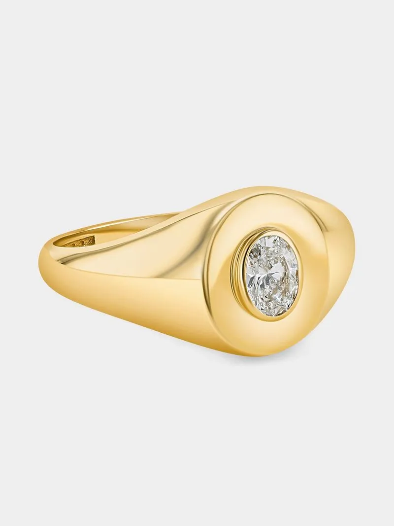 Yellow Gold 0.5ct Lab Grown Diamond Oval Signet Ring