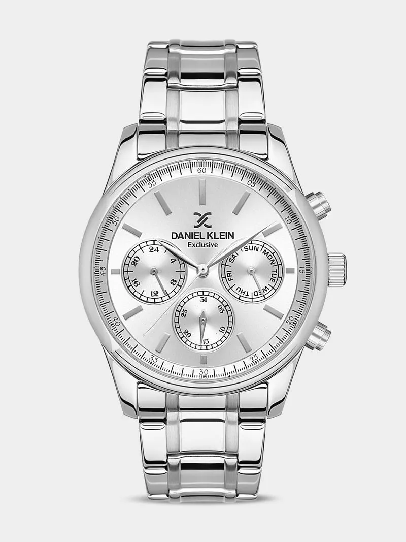 Daniel Klein Silver Plated Chronographic Stainless Steel Bracelet Watch