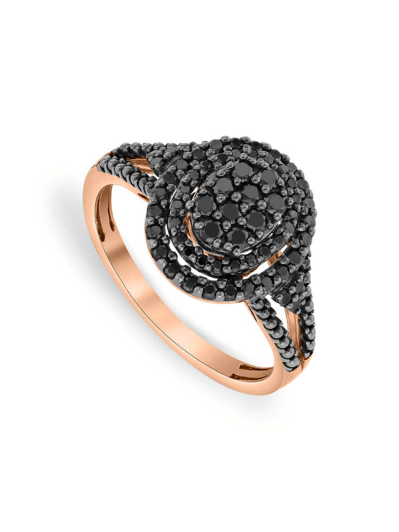Rose Gold Black Diamond 0.50ct Oval Women’s Ring