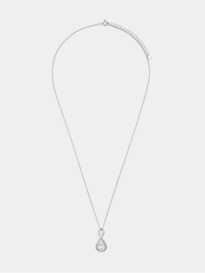 Sterling Silver Cubic Zirconia Infinity Heart Pendant