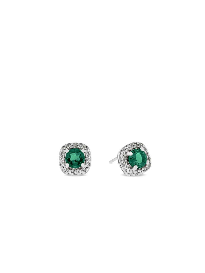 Sterling Silver Cubic Zirconia Women's May Birthstone Stud Earrings