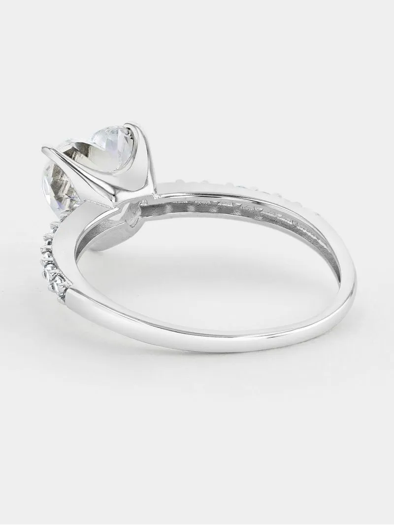 Cheté Sterling Silver Cubic Zirconia Women’s Heart Solitaire Ring