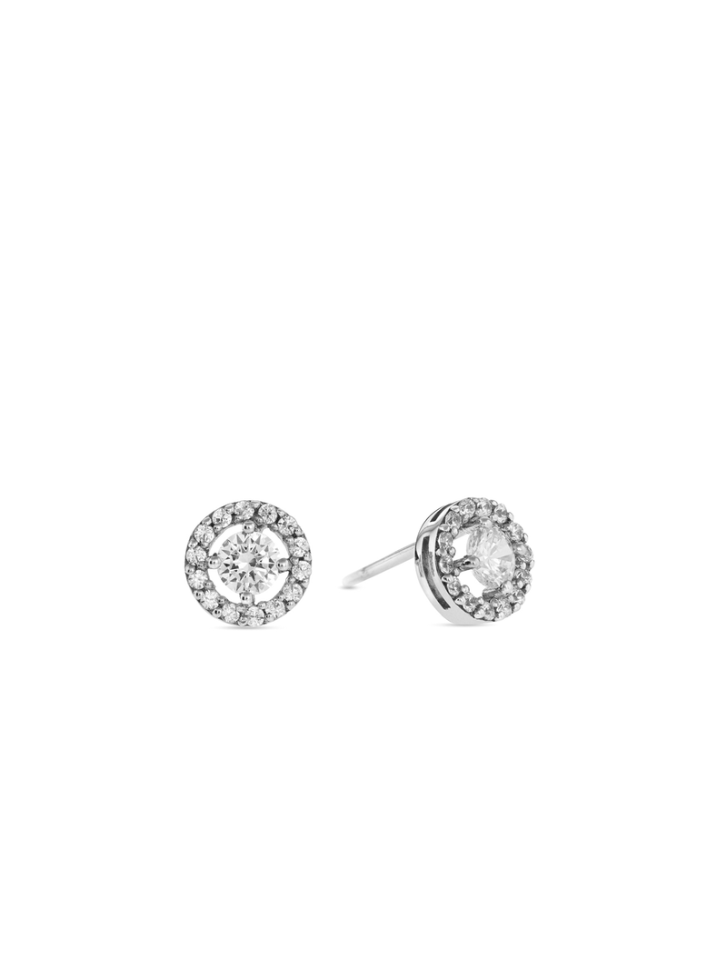 Sterling Silver Cubic Zirconia Halo Stud Earrings