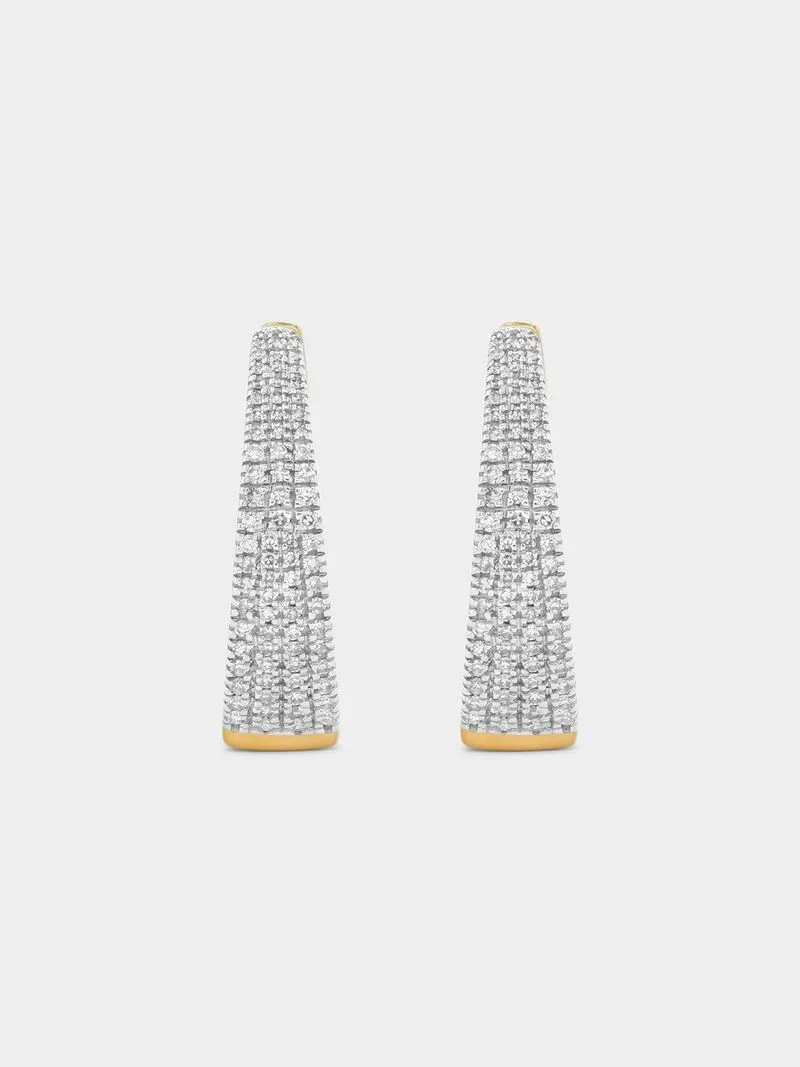 Yellow Gold 0.33ct Diamond Tapered Hoop Earrings
