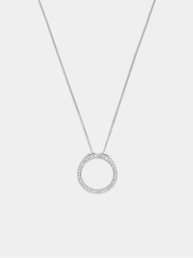 Sterling Silver Lab Grown Diamond Women’s Circle Pendant