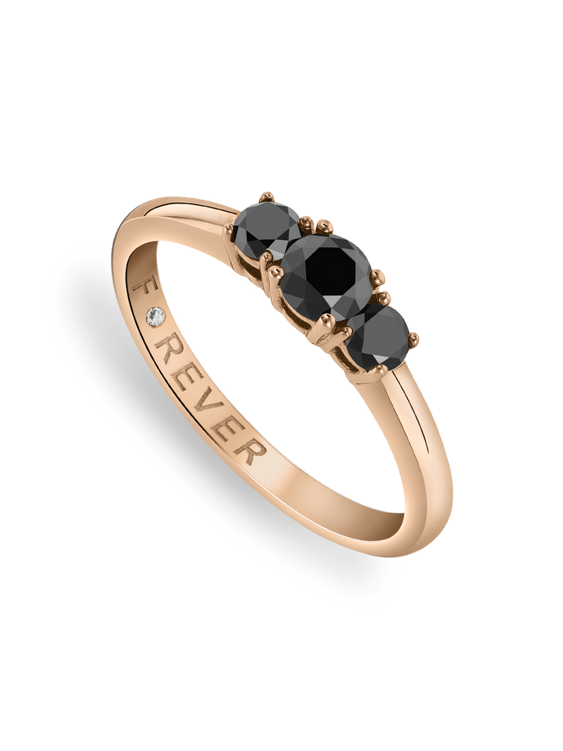 Rose Gold 0.53ct Black Diamond Trilogy Ring