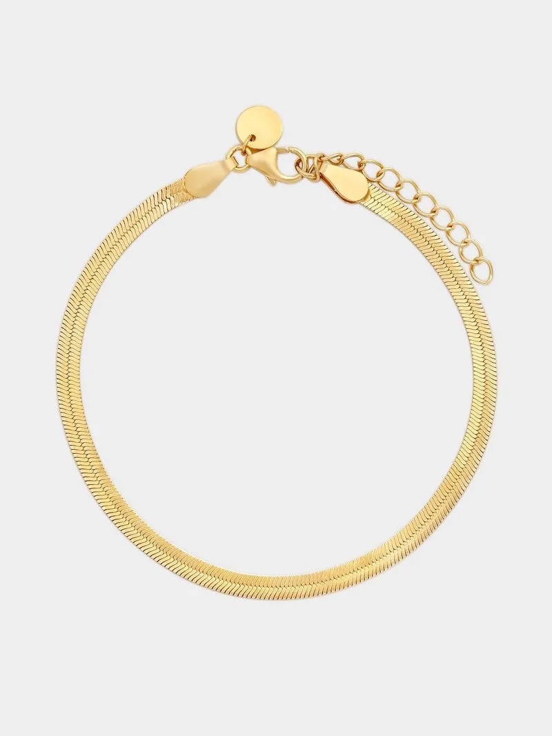 Gold Plated Sterling Silver Herringbone Bracelet