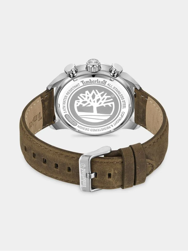 Timberland Henniker II Stainless Steel Navy Dial Brown Leather Watch