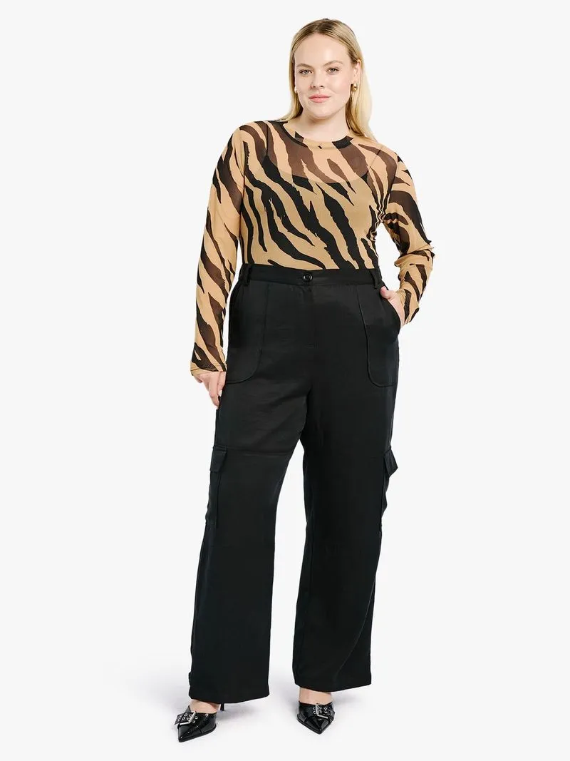 Women's Me&B Black The Lycel Tailored Utility Pants