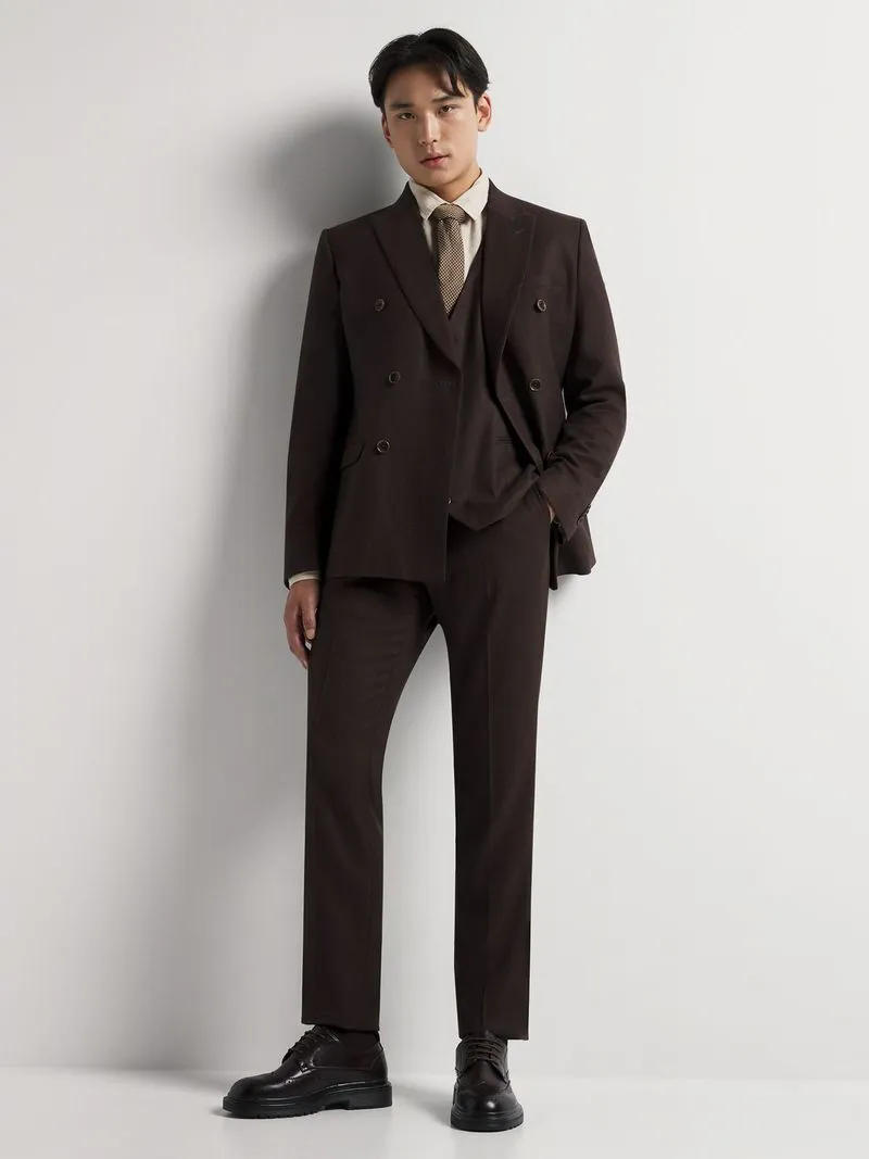 Men's Markham Slim Marled Herringbone Chocolate Brown Trouser