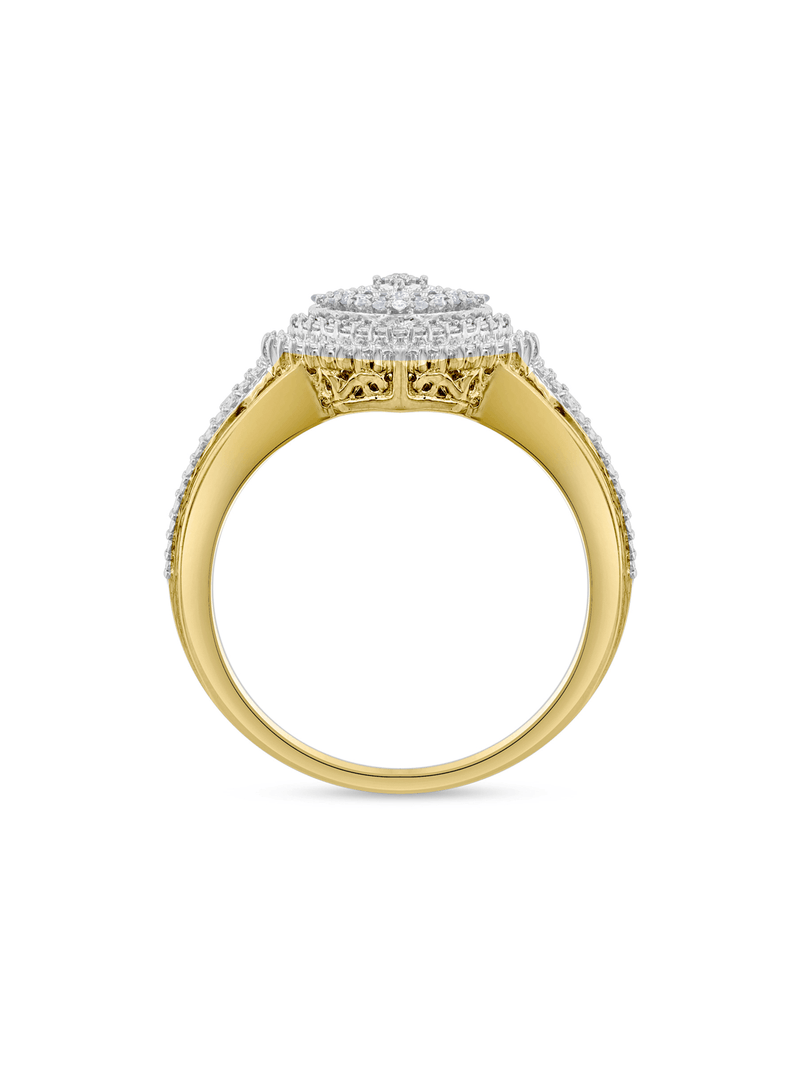 Yellow Gold 0.13ct Diamond Radiant Cluster Twist Ring